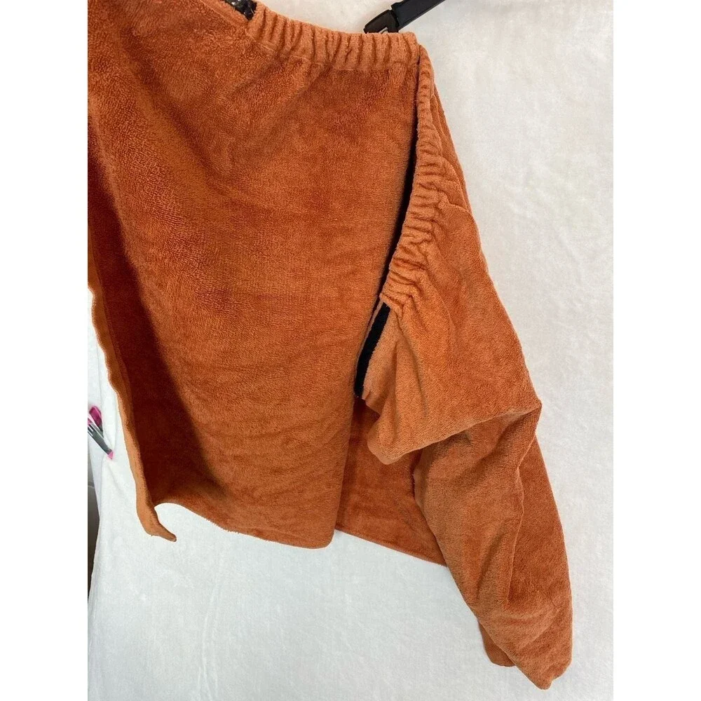 Vintage Terry Cloth Spa Wrap with Pocket Custom Monograms Burnt Orange 80's